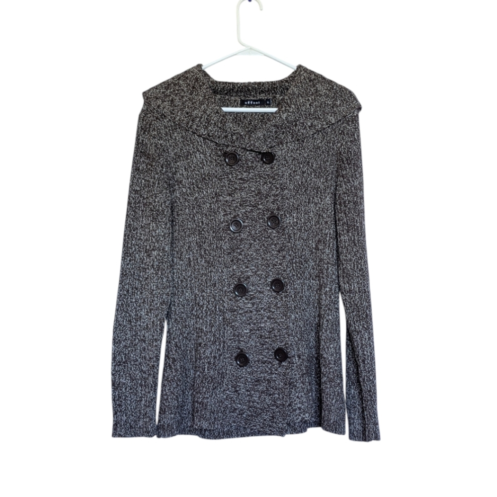 Effeci Womens Button Front Double Breasted Hooded Long Sleeve Sweater Cardigan